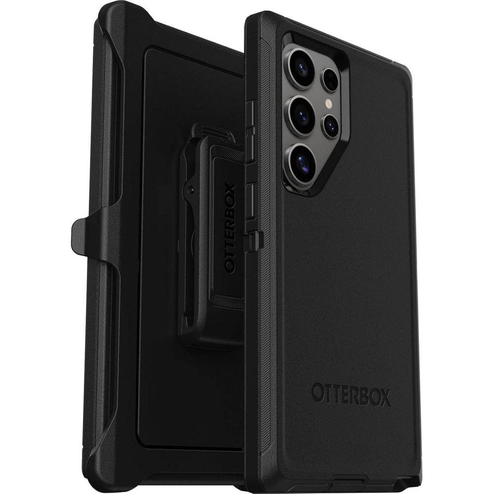 imageOtterBox Samsung Galaxy S24 Ultra Defender Series Case  Single Unit Ships in Polybag Ideal for Business Customers  BLACK rugged ampamp durable with port protection includes holster clip kickstandGalaxy S24 Ultra