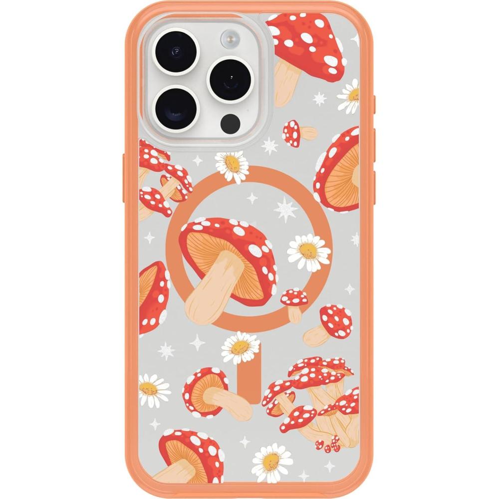 imageOtterBox iPhone 15 Pro MAX Only Symmetry Series Clear Case  Fungi Orange Snaps to MagSafe UltraSleek Raised Edges Protect Camera ampamp Screen