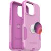 OtterBox Bundle iPhone 15 Pro MAX (Only) Commuter Series Case – (Run Wildflower) + PopSockets PopGrip – (Plum Stripe), Slim & Tough, Pocket-Friendly, with Port Protection, PopGrip Included(Pink)