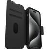 OtterBox iPhone 15 Pro MAX (Only) Strada Folio Series Case – SHADOW (Black), card holder, snaps to MagSafe, genuine leather, pocket-friendly, folio case (ships in polybag)