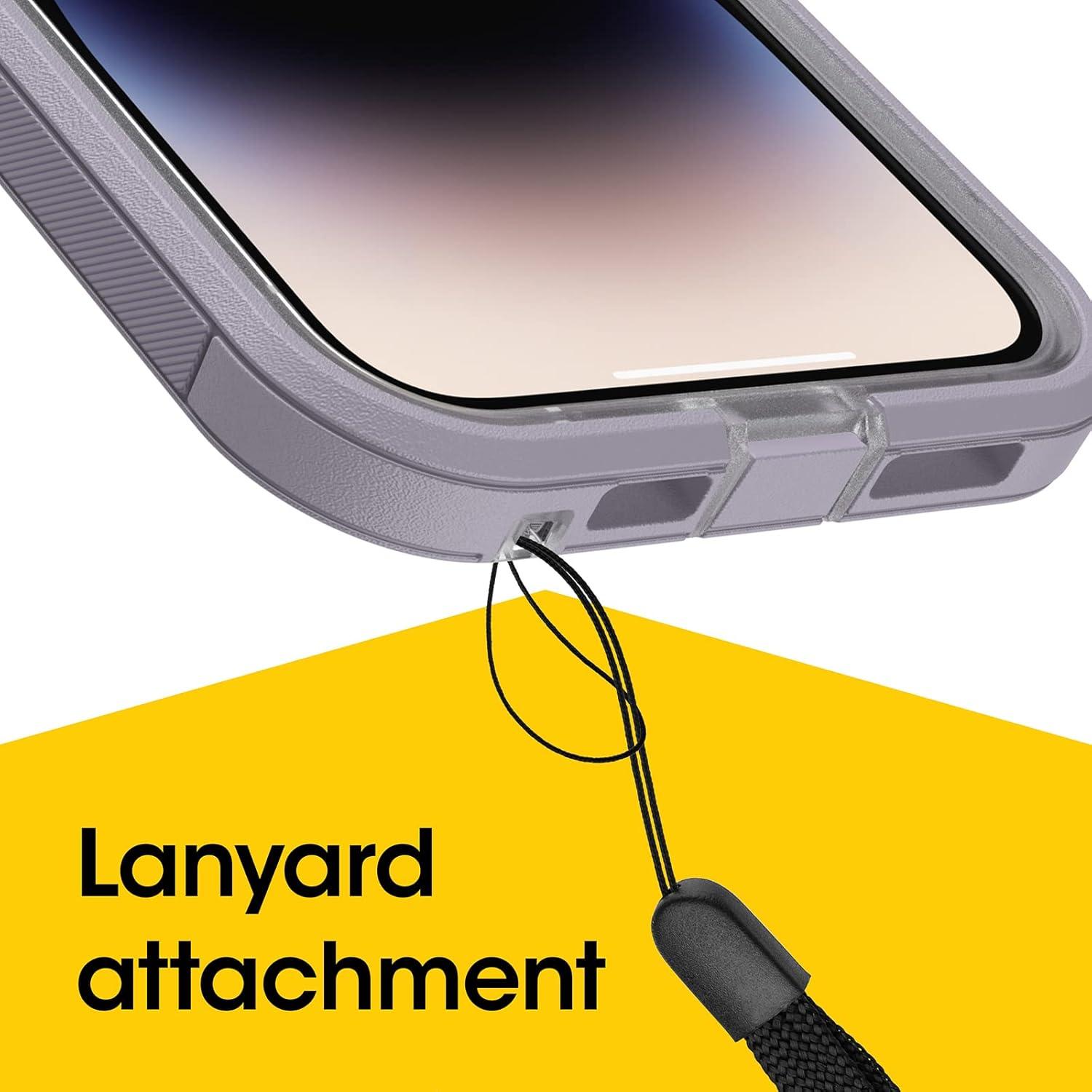 imageOtterBox iPhone 14 Pro ONLY Defender Series XT Case Black Crystal screenless Rugged Snaps to MagSafe Lanyard AttachmentLavenderClear