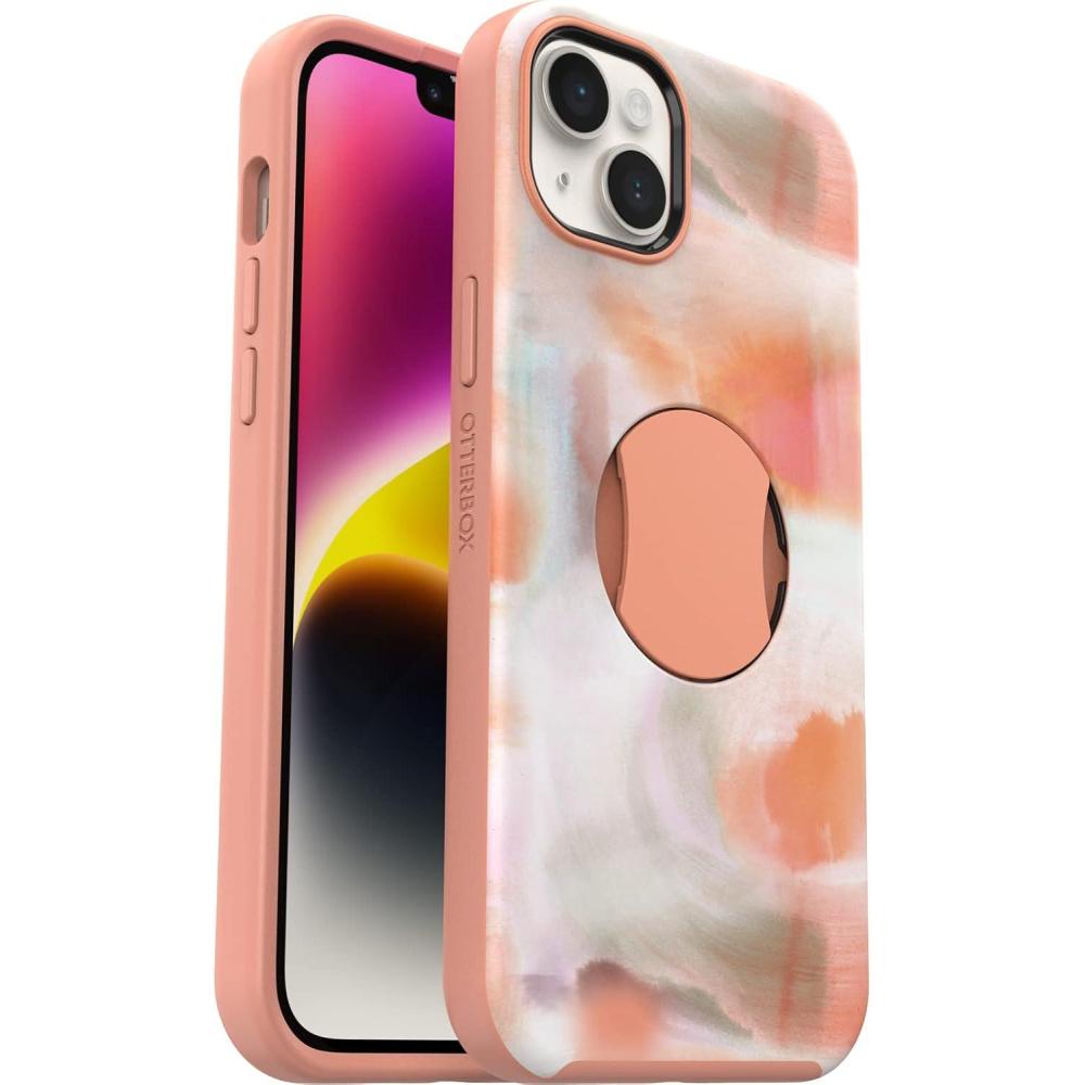 imageOtterBox iPhone 14 Plus Only OtterGrip Symmetry Series Case MADE ME BLUSH Pink builtin grip sleek case snaps to MagSafe raised edges protect camera ampamp screenPeaches
