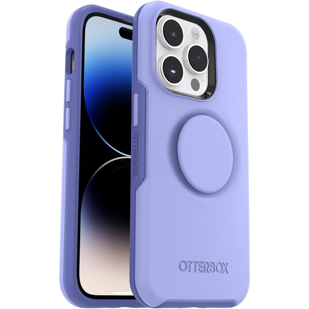 imageOtterBox iPhone 14 Pro Max ONLY Otter  Pop Symmetry Series Case  PERIWINK Purple Integrated PopSockets PopGrip Slim PocketFriendly Raised Edges Protect Camera ampamp Screen