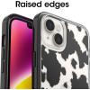 OtterBox iPhone 14 Plus Symmetry Series Case – STARDUST (Clear/Glitter), Ultra-Sleek, Wireless Charging Compatible, Raised Edges Protect Camera & Screen(Cow Print)