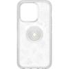 OtterBox iPhone 14 Pro (ONLY) Otter + Pop Symmetry Series Clear Case – Stardust POP (Clear/Glitter), Integrated PopSockets PopGrip, Slim, Pocket-Friendly, Raised Edges Protect Camera & Screen(Flower of Month)