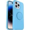 OtterBox iPhone 14 Pro (ONLY) Otter + Pop Symmetry Series Clear Case – Stardust POP (Clear/Glitter), Integrated PopSockets PopGrip, Slim, Pocket-Friendly, Raised Edges Protect Camera & Screen(Blue/Clear)