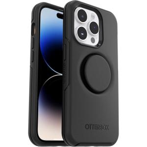 OtterBox iPhone 14 Pro Max (ONLY) Otter + Pop Symmetry Series Case – Black, Integrated PopSockets PopGrip, Slim, Pocket-Friendly, Raised Edges Protect Camera & Screen