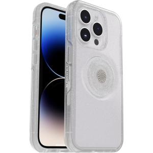 OtterBox iPhone 14 Pro Max (ONLY) Otter + Pop Symmetry Series Clear Case – Stardust POP (Clear/Glitter), Integrated PopSockets PopGrip, Slim, Pocket-Friendly, Raised Edges Protect Camera & Screen
