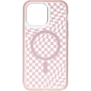 OtterBox iPhone 14 Pro Max Symmetry Series Clear Case – Checkmate (Pink), Snaps to MagSafe, Ultra-Sleek, Raised Edges Protect Camera & Screen
