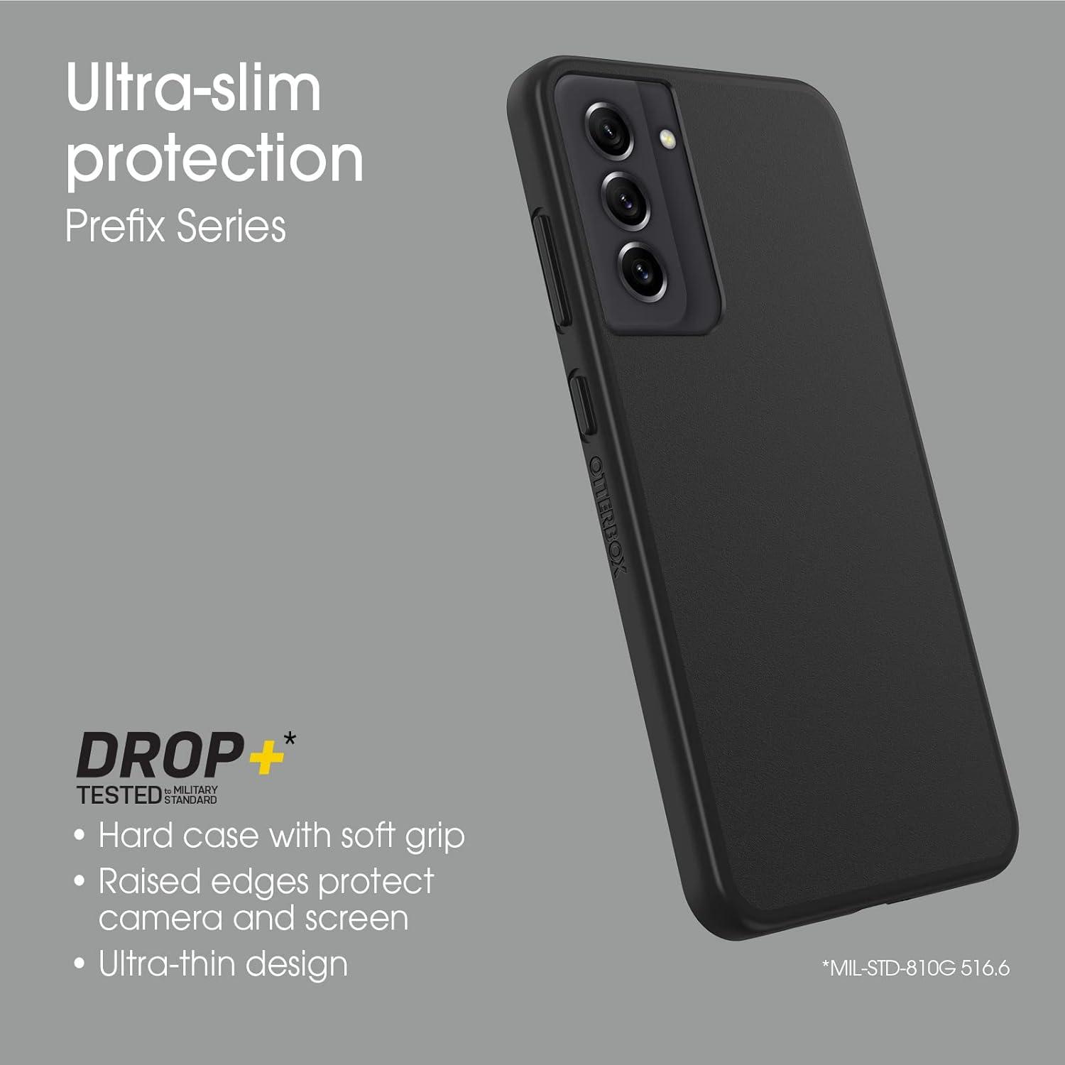 imageOtterBox Galaxy S21 FE 5G Only Prefix Series Case Black Crystal ClearBlack UltraThin PocketFriendly Raised Edges Protect Camera ampamp Screen Wireless Charging CompatibleBlack