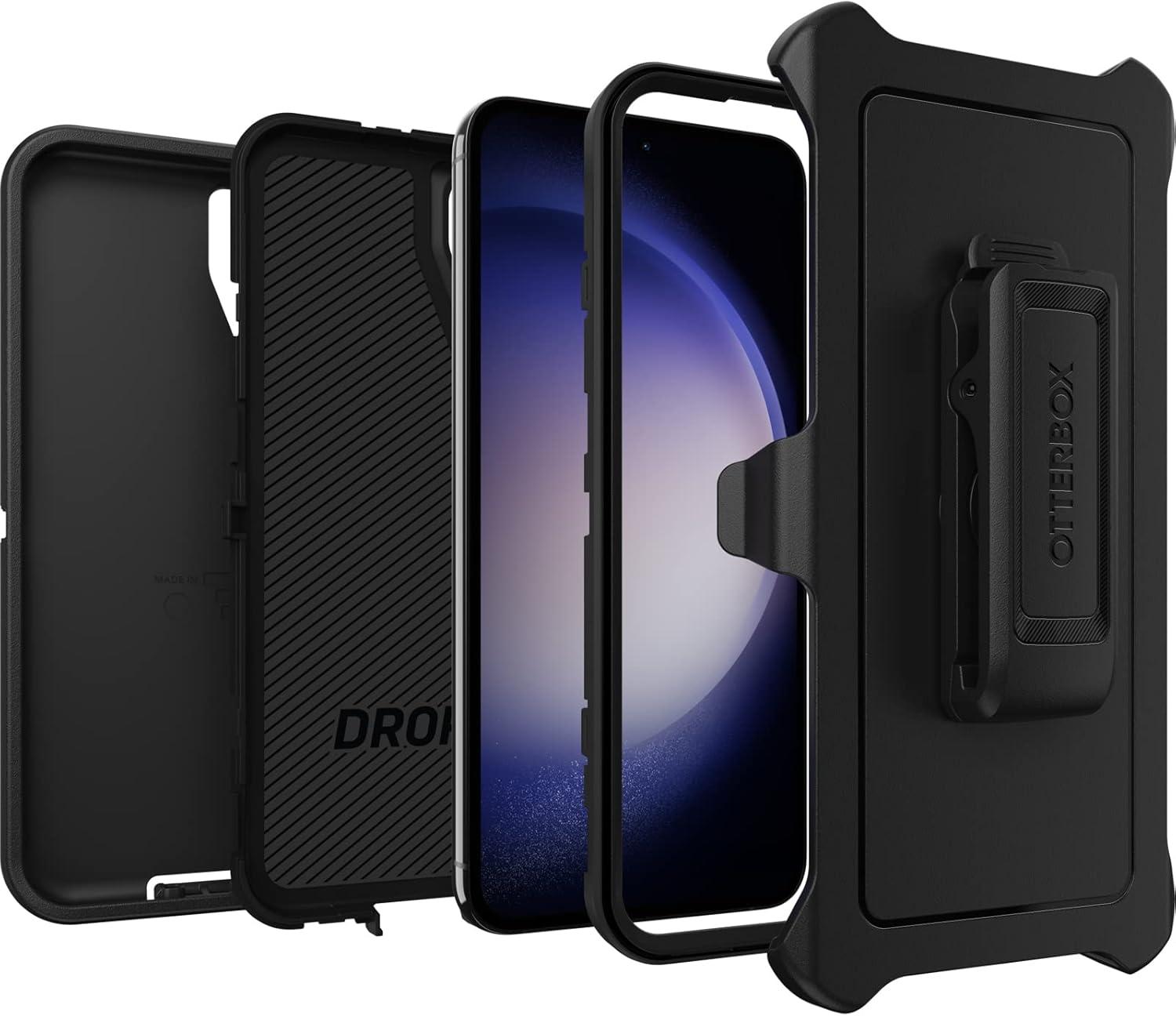 imageOtterBox Galaxy S23 Defender Series Case Single Unit Ships in Polybag Ideal for Business Customers BLACK rugged ampamp durable with port protection includes holster clip kickstand