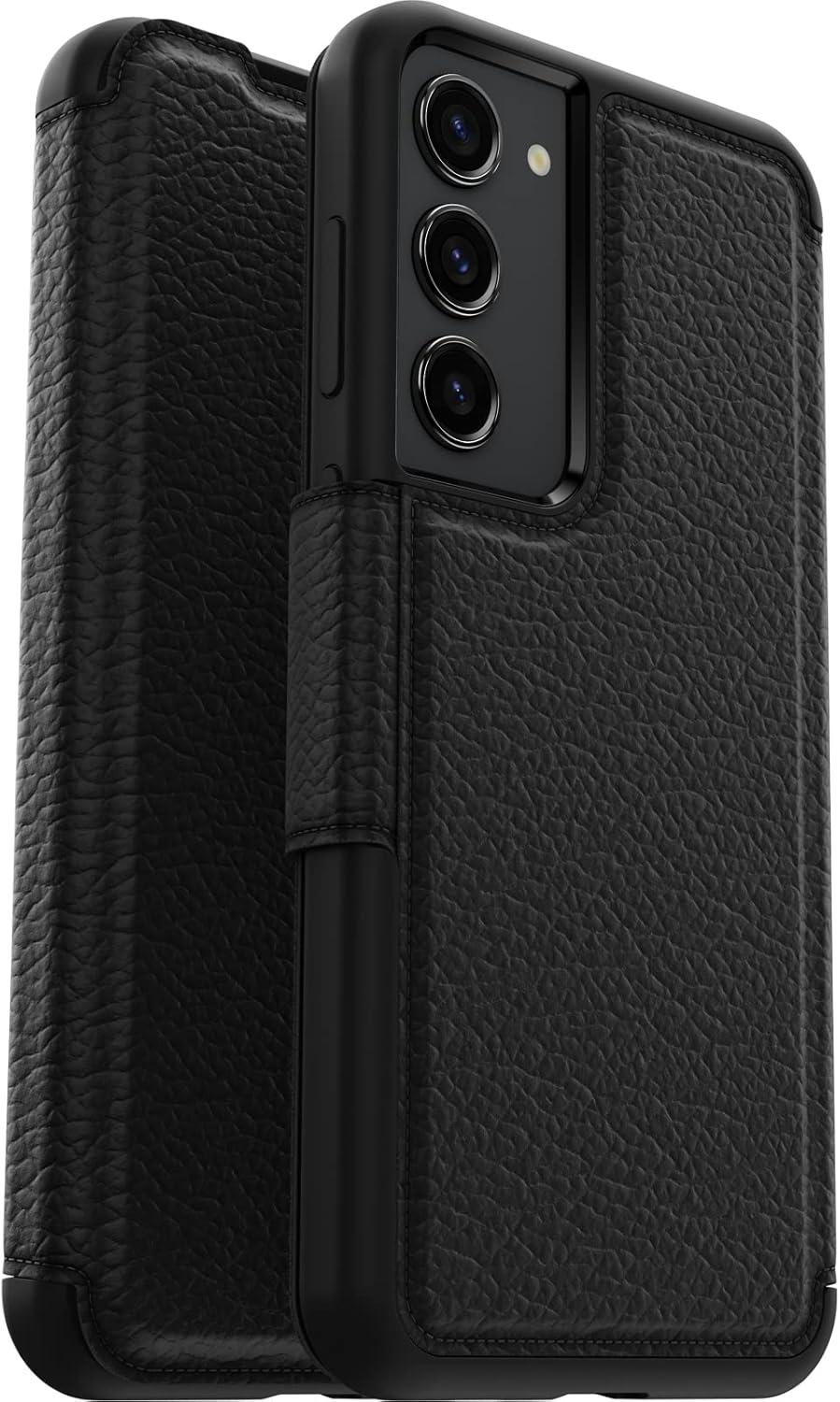 imageOtterBox Galaxy S23 Strada Series Case Single Unit Ships in Polybag Ideal for Business Customers SHADOW Black card holder genuine leather pocketfriendly folio caseBlack