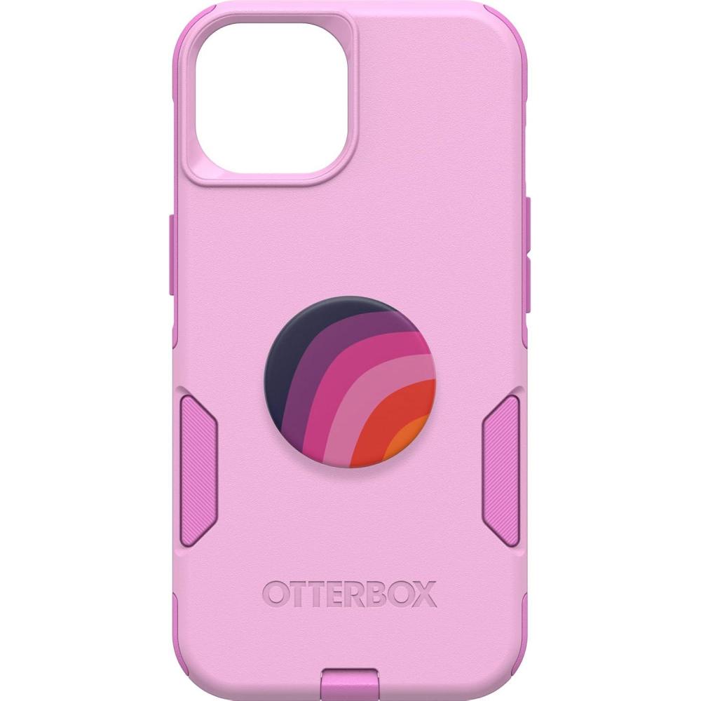 imageBundle OtterBox iPhone 15 iPhone 14 and iPhone 13 Commuter Series Case RUN WILDFLOWER PopSockets PopGrip PLUM STRIPE slim ampamp tough pocketfriendly with port protection PopGrip includedPink