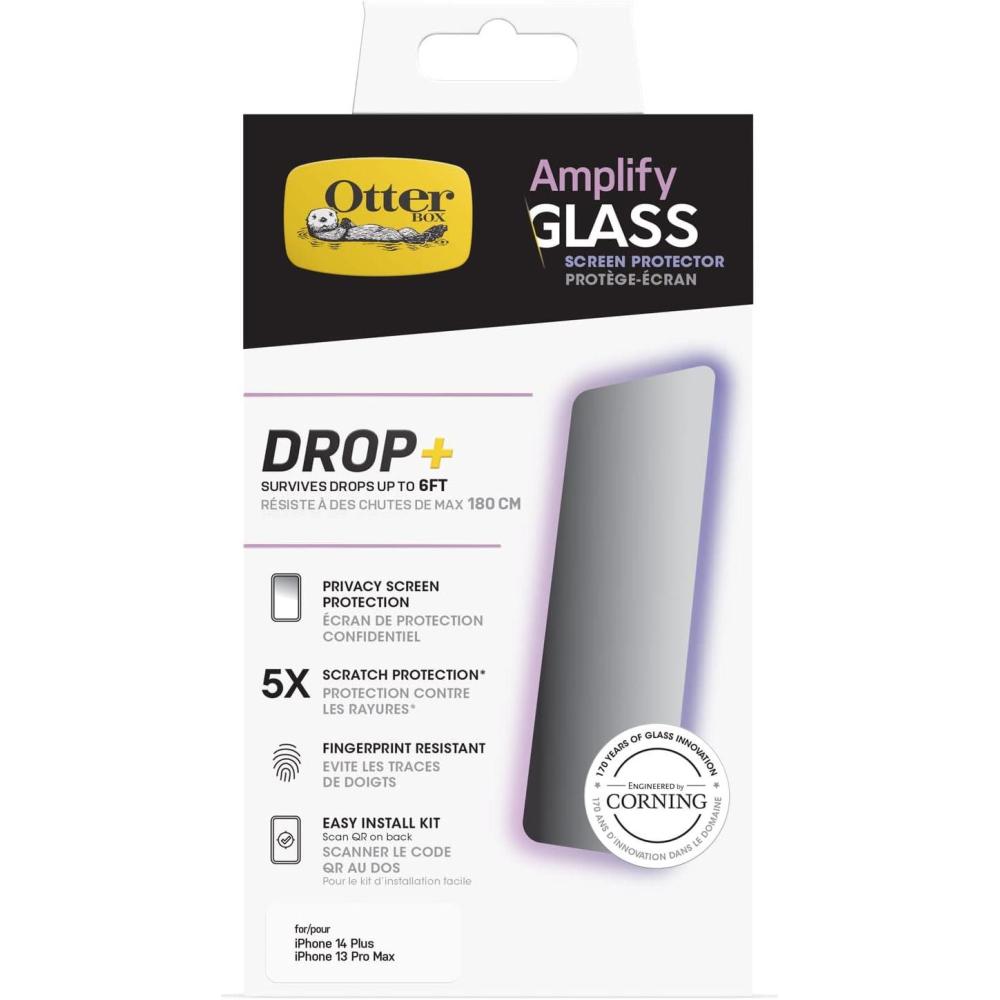 imageOtterBox AMPLIFY GLASS ANTIMICROBIAL Screen Protector for iPhone 14 Plus Flawless Touch Response Fingerprint Resistant Precision Fit Vibrant Clarity