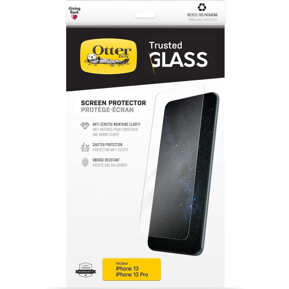imageOtterBox TRUSTED GLASS Screen Protector for iPhone 13 AND iPhone 13 Pro  CLEAR GEN 2 Single unit ships in Polybag Ideal for Business Customer