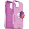 Bundle: OtterBox iPhone 15, iPhone 14, and iPhone 13 Commuter Series Case – (RUN WILDFLOWER) + PopSockets PopGrip – (PLUM STRIPE), slim & tough, pocket-friendly, with port protection, PopGrip included(Pink)