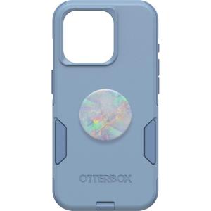 OtterBox Bundle iPhone 15 Pro (Only) Commuter Series Case – (Crisp Denim) + PopSockets PopGrip (Opal), Slim & Tough, Pocket-Friendly, with Port Protection, PopGrip Included