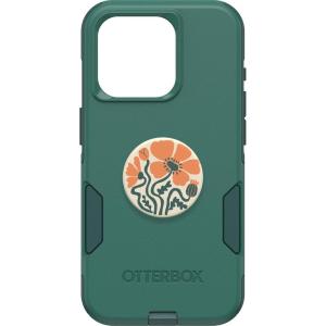 OtterBox Bundle iPhone 15 Pro (Only) Commuter Series Case – (GET Your Greens) + PopSockets PopGrip (Fall Fleur), Slim & Tough, Pocket-Friendly, with Port Protection, PopGrip Included