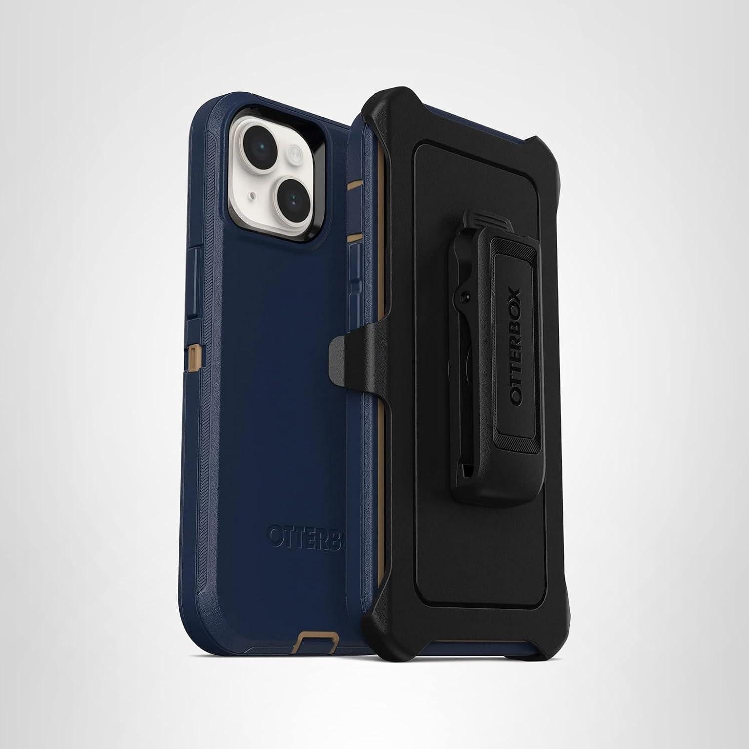 imageOtterBox iPhone 14 Plus Defender Series Case Black Rugged ampamp Durable with Port Protection Includes Holster Clip KickstandNavy