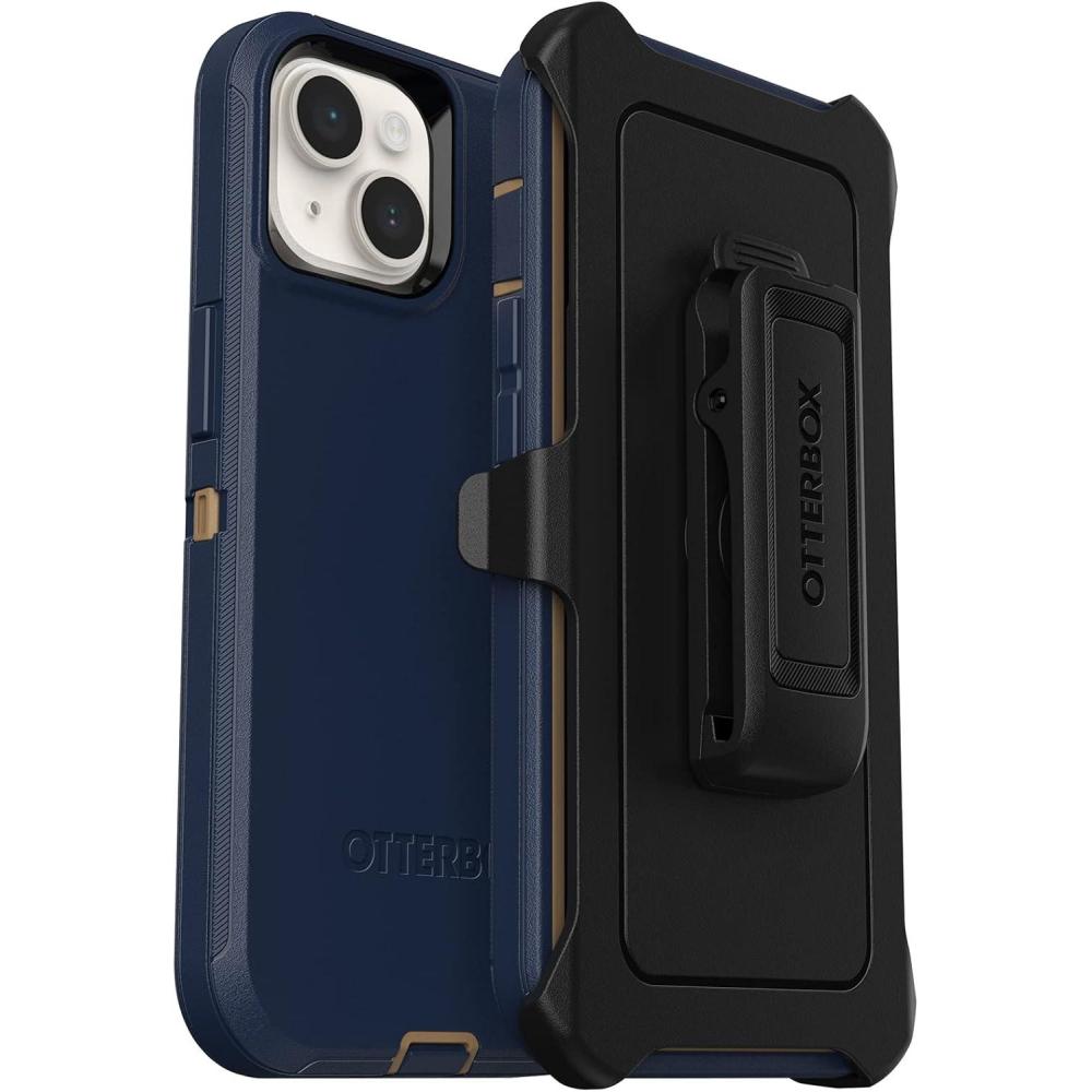 imageOtterBox iPhone 14 Plus Defender Series Case  Black Rugged ampamp Durable with Port Protection Includes Holster Clip KickstandNavy