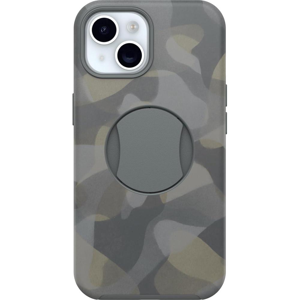 imageOtterBox iPhone 15 iPhone 14 and iPhone 13 OtterGrip Symmetry Series Case  Aspen Gleam Orange Builtin Grip Sleek case Snaps to MagSafe Raised Edges Protect Camera ampamp ScreenIron Camo