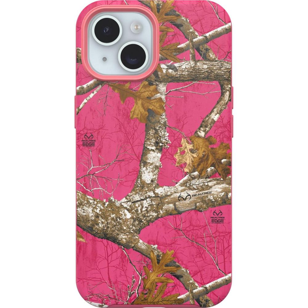 imageOtterBox iPhone 16e 15 14 ampamp 13 Symmetry Series Case  Black Snaps to MagSafe UltraSleek Raised Edges Protect Camera ampamp ScreenRealtree Pink