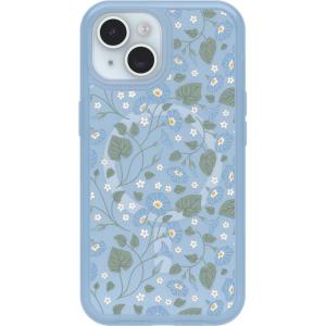OtterBox iPhone 15, iPhone 14, and iPhone 13 Symmetry Series Clear Case – Dawn Floral (Blue), Snaps to MagSafe, Ultra-Sleek, Raised Edges Protect Camera & Screen