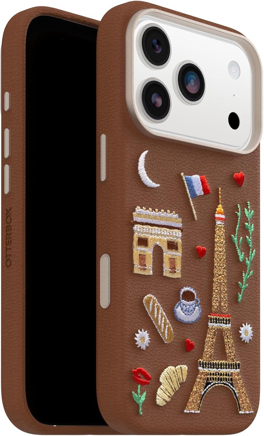 imageOtterBox iPhone 17 Pro Symmetry Series Cactus Leather Embroidery Case City of Love Brown