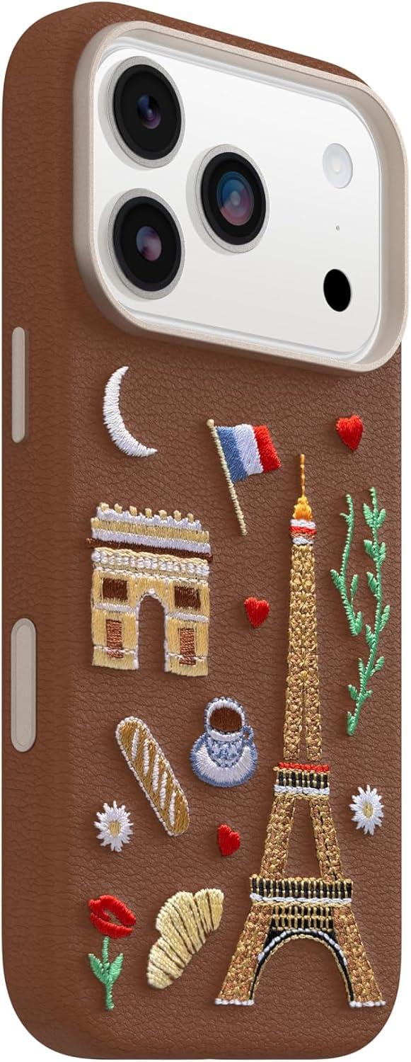 imageOtterBox iPhone 17 Pro Symmetry Series Cactus Leather Embroidery Case City of Love Brown