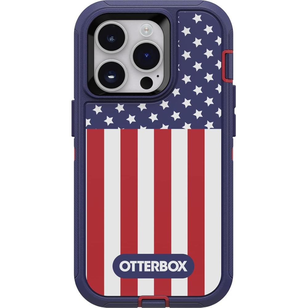 imageOtterBox iPhone 14 Pro ONLY Defender Series Case American Flag Rugged ampamp Durable with Port Protection Includes Holster Clip Kickstand
