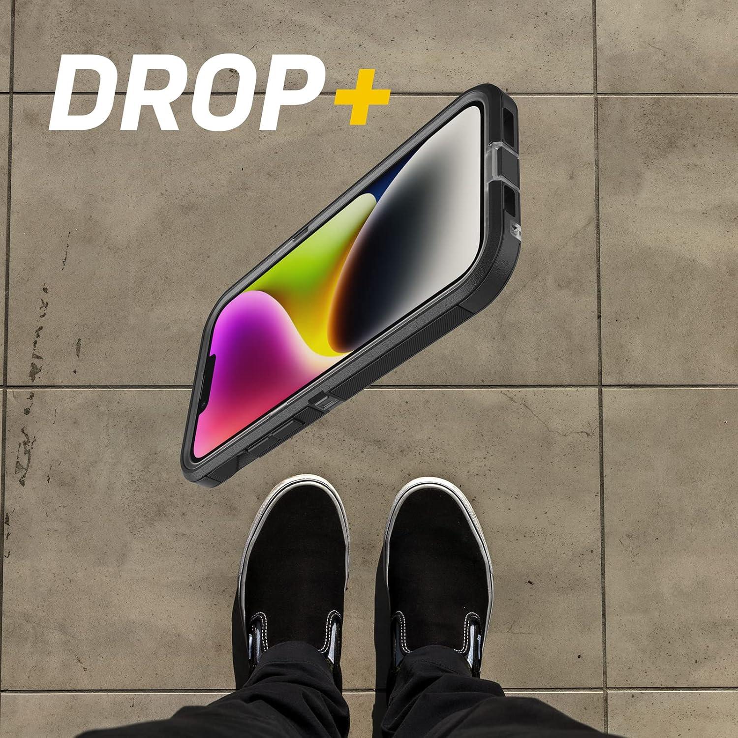 imageOtterBox iPhone 14 Plus Defender Series XT Case Black Crystal screenless Rugged Snaps to MagSafe Lanyard Attachment