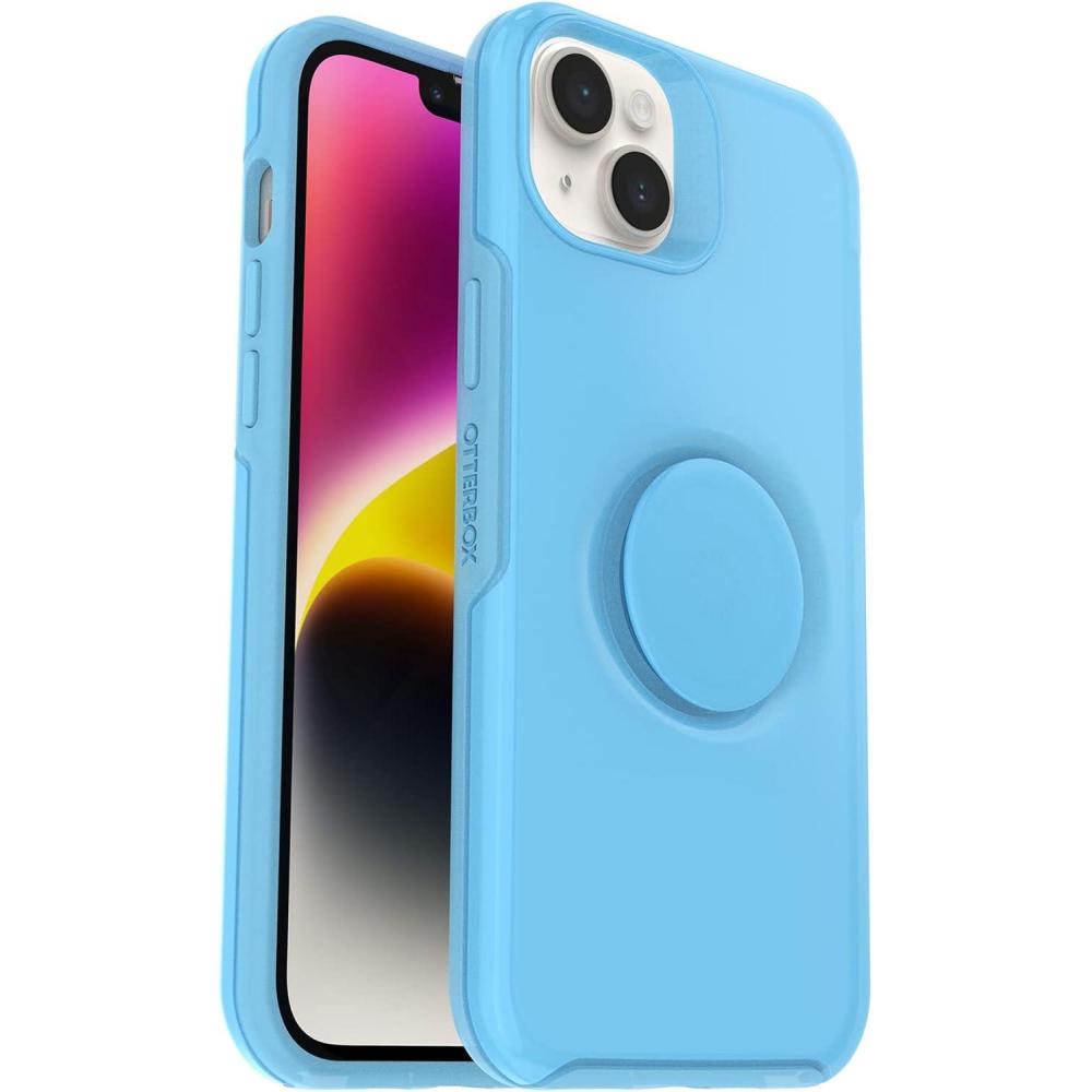 imageOtterBox iPhone 14 Plus Otter  Pop Symmetry Series Clear Case  Stardust POP ClearGlitter Integrated PopSockets PopGrip Slim PocketFriendly Raised Edges Protect Camera amp ScreenBlueClear
