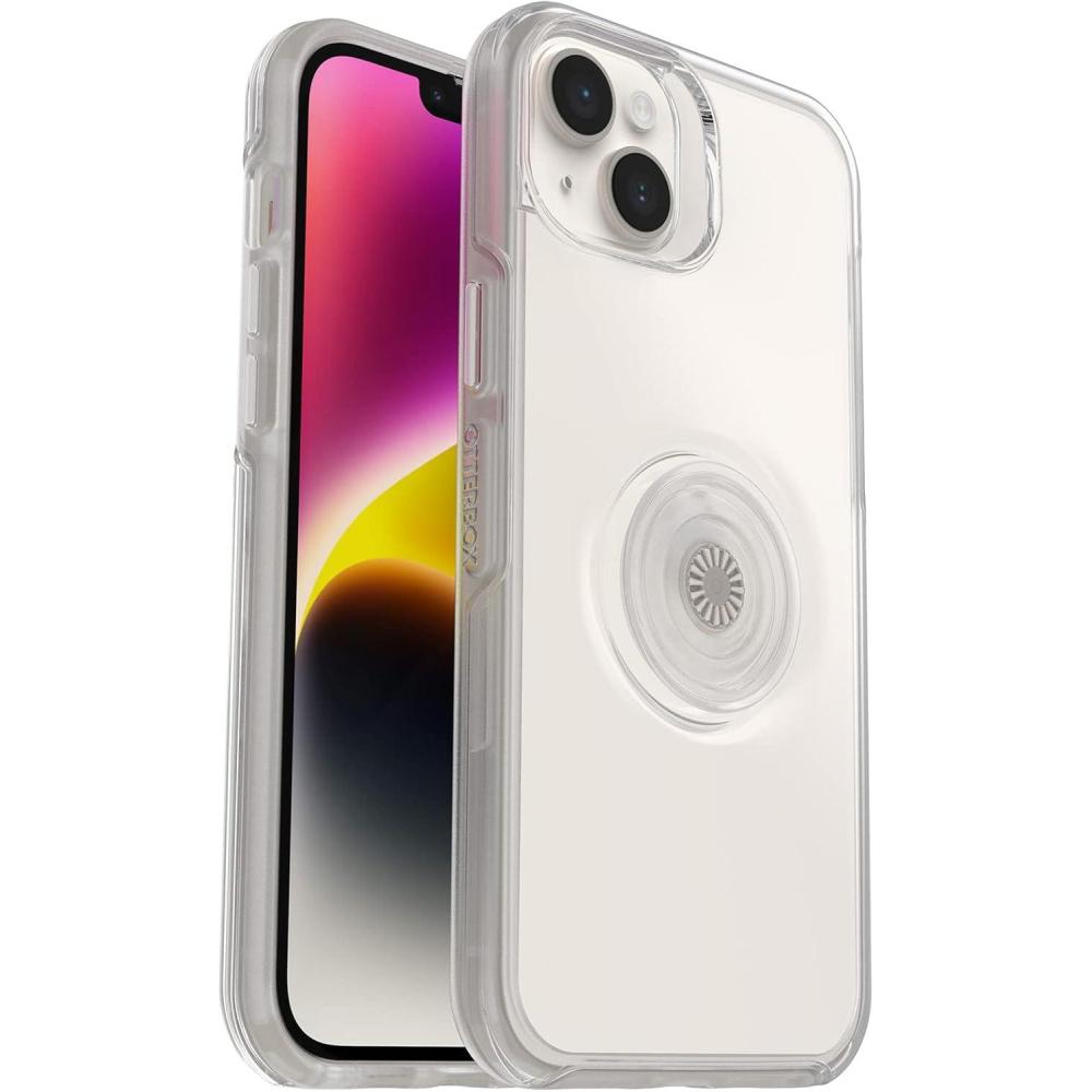 imageOtterBox iPhone 14 Plus Otter  Pop Symmetry Series Clear Case  Stardust POP ClearGlitter Integrated PopSockets PopGrip Slim PocketFriendly Raised Edges Protect Camera amp ScreenClearWhite