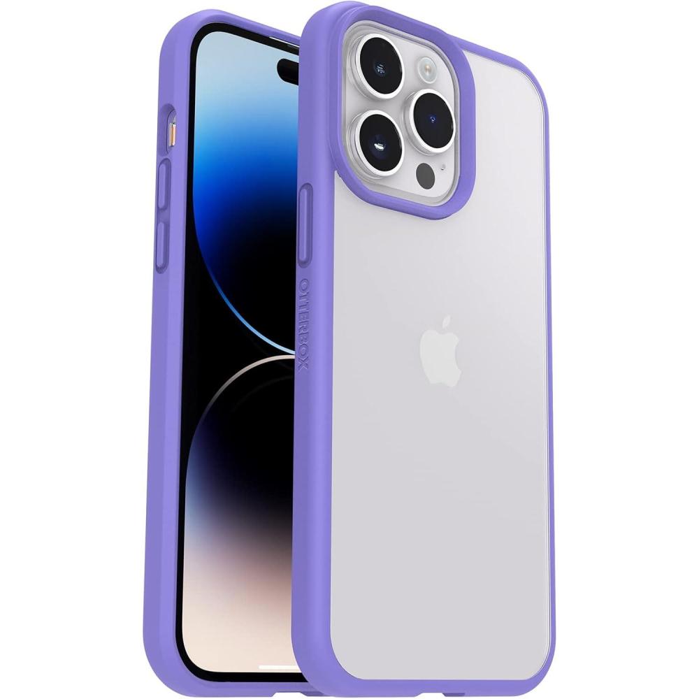 imageOtterBox iPhone 14 Pro ONLY Prefix Series Case  STARDUST ClearGlitter ultrathin pocketfriendly raised edges protect camera amp screen wireless charging compatiblePuple