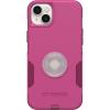 OtterBox Bundle Commuter Series Case for iPhone 14 Plus – (INTO The Fuchsia) + PopSockets PopGrip – (Jawbreaker Gloss)(Clear/Glitter Silver)