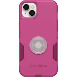 OtterBox Bundle Commuter Series Case for iPhone 14 Plus – (INTO The Fuchsia) + PopSockets PopGrip – (Jawbreaker Gloss)(Clear/Glitter Silver)