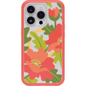 OtterBox iPhone 14 Pro (Only) Symmetry Series Case – Arizona Sunrise (Blue), Snaps to MagSafe, Ultra-Sleek, Raised Edges Protect Camera & Screen(Quilted Poppies)