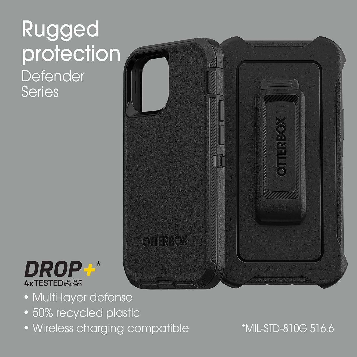 imageOtterBox iPhone 13 mini amp iPhone 12 mini Defender Series Case Black Rugged amp Durable with Port Protection Includes Holster Clip KickstandBlack