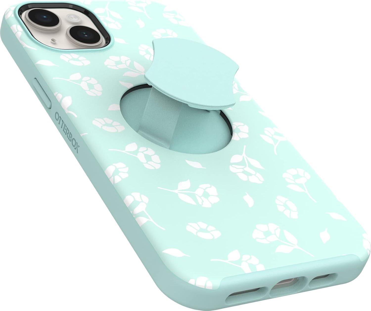 imageOtterBox iPhone 14 Plus Only OtterGrip Symmetry Series Case Poppies by The SEA Blue Builtin Grip Sleek case Snaps to MagSafe Raised Edges Protect Camera amp Screen