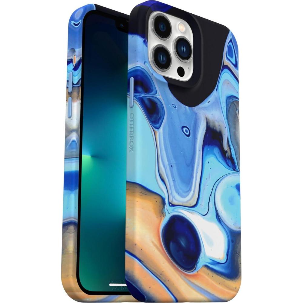 imageOtterBox iPhone 13 Pro Max Soft Touch Flexible Fashion case  Saturn Blue Ultra Slim Colorful Graphic Snaps to Magsafe Raised EdgesBlue