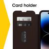 OtterBox iPhone 14 Pro Max (ONLY) Strada Series Case – SHADOW (Black), card holder, genuine leather, pocket-friendly, folio case(Brown)
