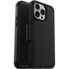 OtterBox iPhone 14 Pro Max (ONLY) Strada Series Case – SHADOW (Black), card holder, genuine leather, pocket-friendly, folio case(Black)