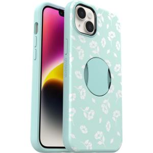 OtterBox iPhone 14 Plus (Only) OtterGrip Symmetry Series Case – Poppies by The SEA (Blue), Built-in Grip, Sleek case, Snaps to MagSafe, Raised Edges Protect Camera & Screen