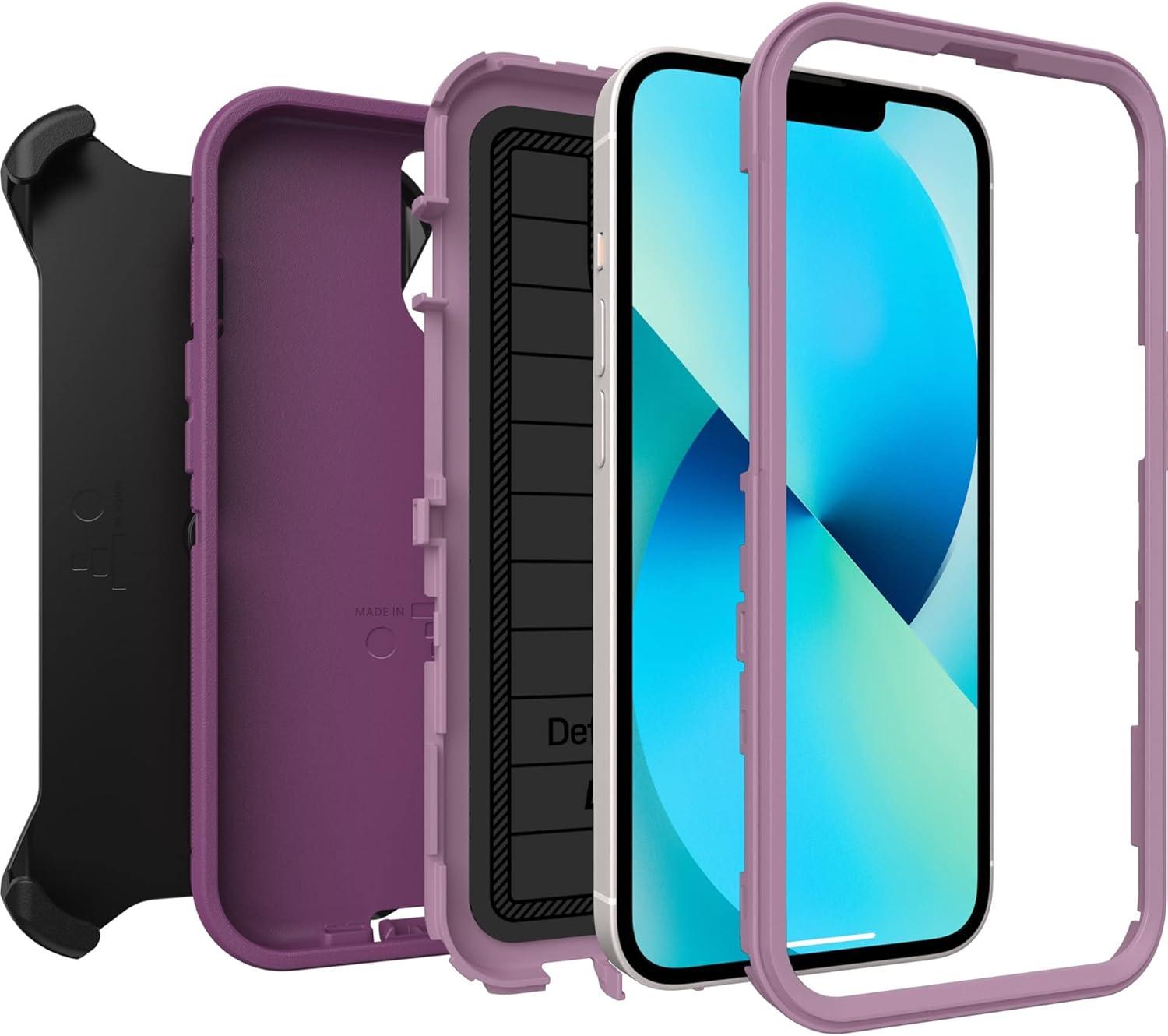 imageOtterBox Defender Series Screenless Edition Case for iPhone 13 Only Holster Clip Included Microbial Defense Protection NonRetail Packaging BlackHappy Purple