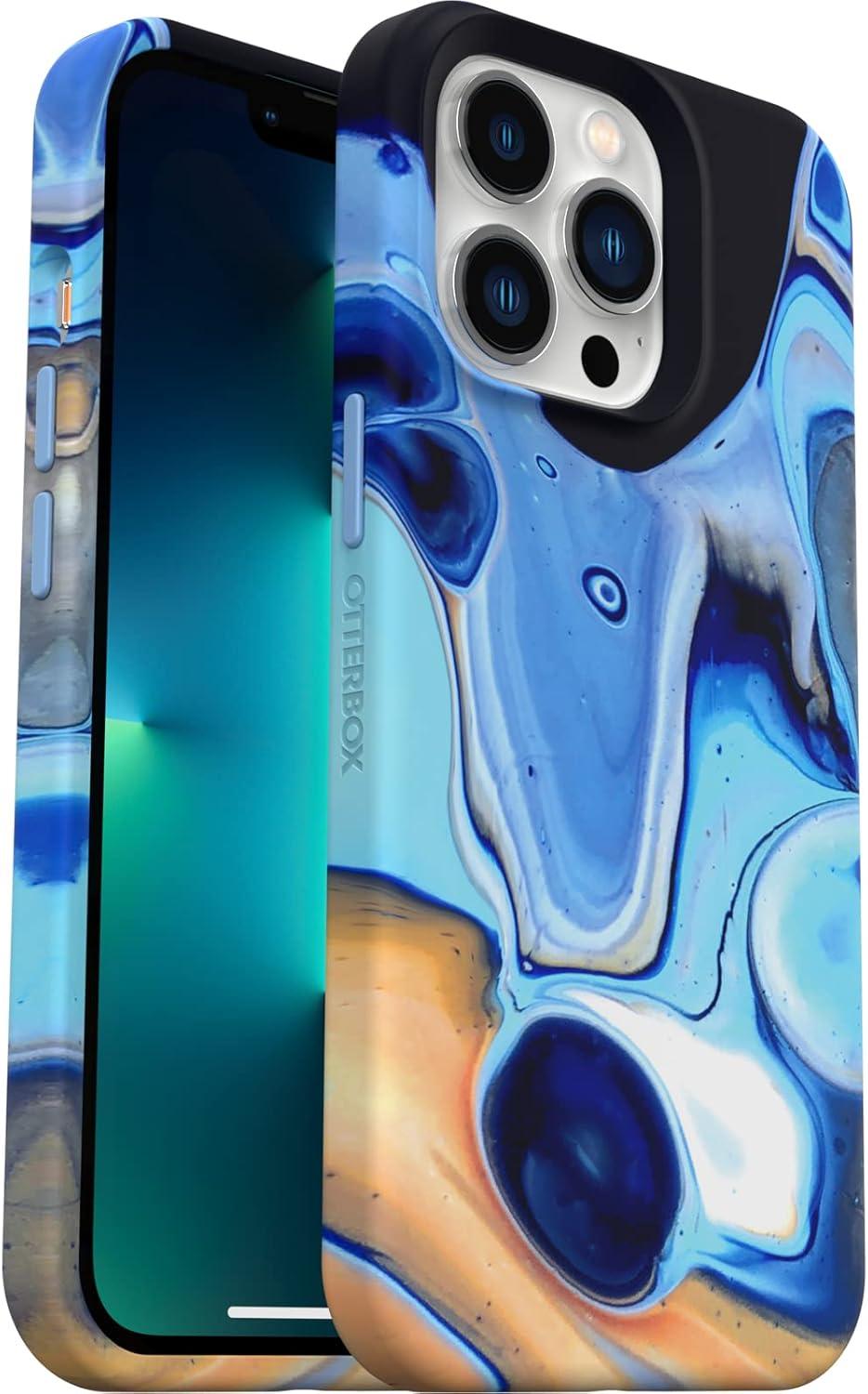 imageOtterBox iPhone 13 Pro Soft Touch Flexible Fashion case Mercury BlueBlack Ultra Slim Colorful Graphic Snaps to Magsafe Raised EdgesBlueBlack