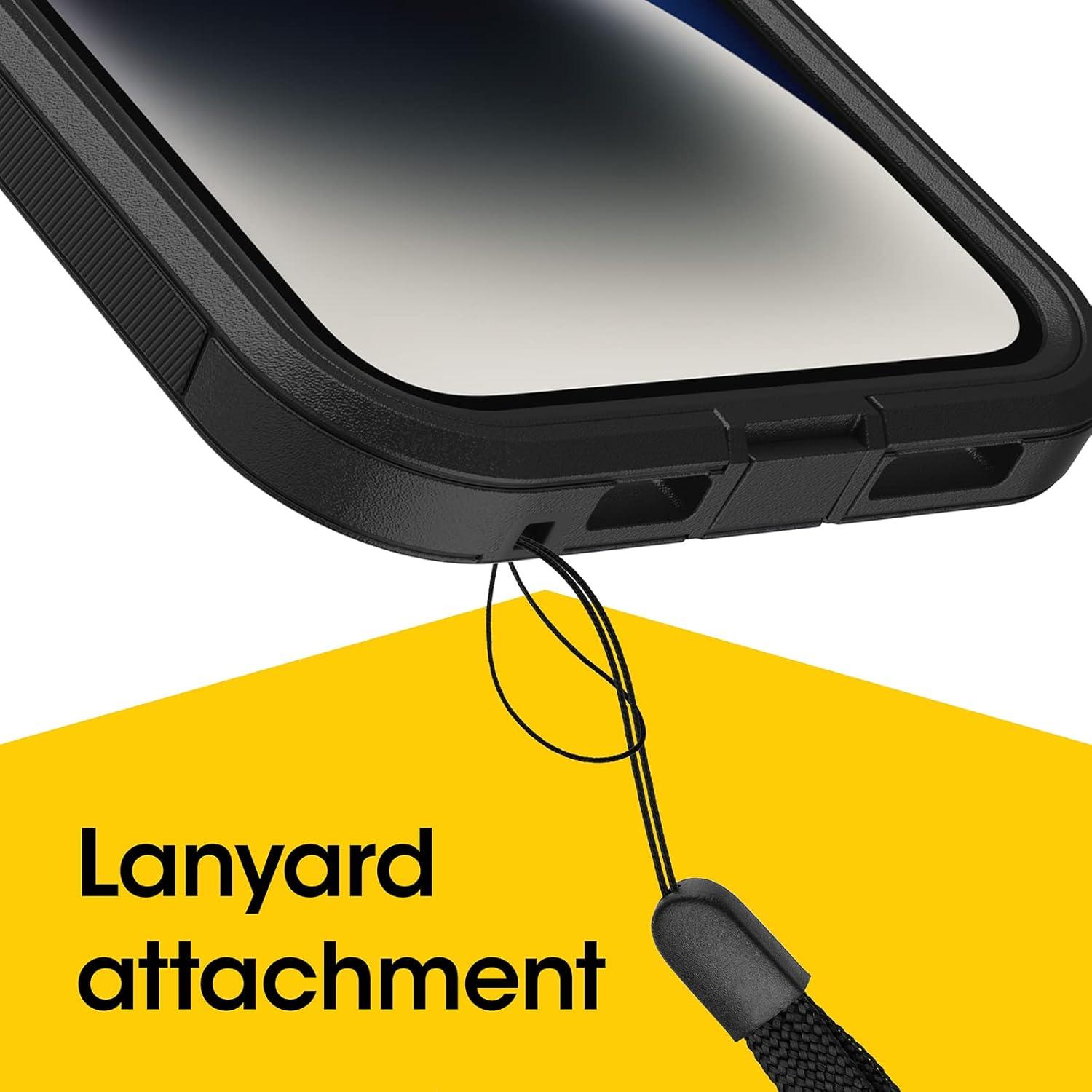 imageOtterBox iPhone 14 Plus Defender Series XT Case Black Screenless Rugged Snaps to MagSafe Lanyard Attachment