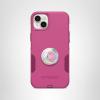 OtterBox Bundle Commuter Series Case for iPhone 14 Plus – (INTO The Fuchsia) + PopSockets PopGrip – (Clear/Glitter/Silver)(Jawbreaker Gloss)