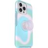 OtterBox iPhone 14 Pro Max Otter + Pop Symmetry Series Clear Case – Glowing Aura (Pink), Integrated PopSockets PopGrip, Slim, Pocket-Friendly, Raised Edges Protect Camera & Screen