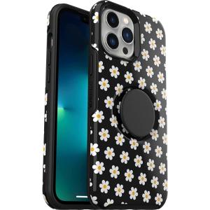 OtterBox iPhone 13 Pro Otter + Pop Symmetry Series Case – Black, Integrated PopSockets PopGrip, Slim, Pocket-Friendly, Raised Edges Protect Camera & Screen(Daisy)