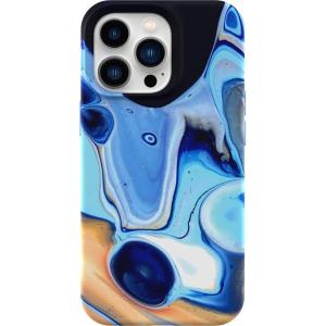 OtterBox iPhone 13 Pro Soft Touch Flexible Fashion case – Mercury (Blue/Black), Ultra Slim, Colorful Graphic, Snaps to Magsafe, Raised Edges,(Saturn Graphic)